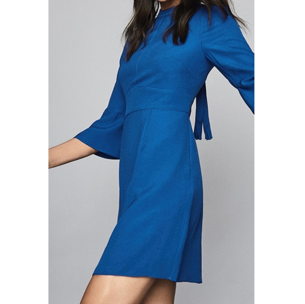 Reiss Royal $330 Crepe Cora Blue A-Line Dress - Picture 3 of 10
